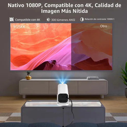 Vista 3 de Mini proyector para iPhone, proyector de dormitorio 1080P, proyector Blanco