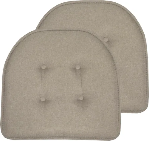 Vista 45 de Sweet Home Collection - Cojín de asiento de espuma viscoelástica y respaldo de caucho antideslizante con capitoné para silla, cojín en U, 17x16 Gris