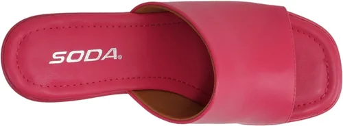 Vista 5 de Soda "TYPO" Sandalias de tacón de bloque con punta cuadrada abierta para mujer