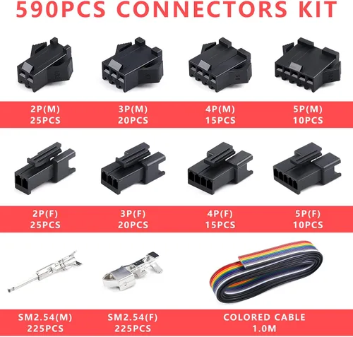 Vista 3 de Knoweasy Herramienta de crimpado Jst con 590 conectores JST-XH Kit - Crimpadora de ahorro de trabajo de 24-16 AWG para AMP-TE 2.8/4.0/4.8/6.3
