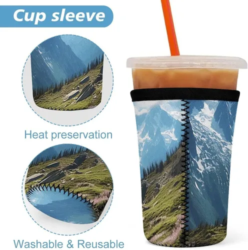 Vista 3 de Shih Tzu Dog Mountains Reusable Insulated Neoprene Iced Coffee Cup Sleeves 3 Sizes Diving Material Cup Durable Beverage Covers for Cold Coffee Tea