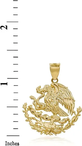 Vista 2 de Colgante de oro amarillo de 10 K blanco o rosa con escudo de brazos México Elección de metal