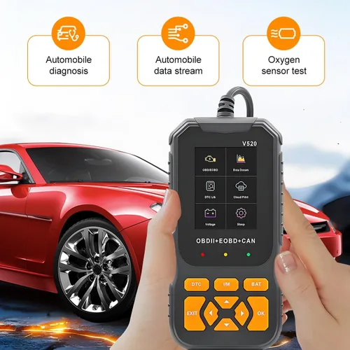 Vista 5 de Herramienta de diagnóstico del escáner de coche OBD2, V520 vehículo OBDII lector de código de motor con código de falla de borrado, probador
