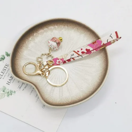 Vista 2 de sailorsunny Llavero Japón Good Lucky Cat Couple Pink Black Lucky Cat Organizador de llaves lindo para parejas, dijes de la suerte para mujer