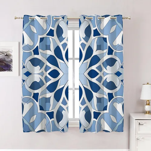 Vista 81 de Cortinas opacas de poliéster multicapa marrón con diseño de bosque natural, 2 unidades, 26 x 24 pulgadas