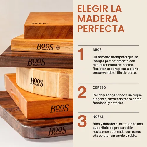 Vista 4 de John Boos CCB Series Tabla de cortar cuadrada de madera de arce de 18 x 18 pulgadas - 2.25 pulgadas de grosor, bloque de carnicero reversible de 22