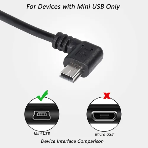 Vista 3 de CERRXIAN Mini cable USB de 9 pulgadas, mini USB en ángulo recto y ángulo izquierdo macho a USB tipo A 2.0 en ángulo izquierdo, cable de Combo USB A