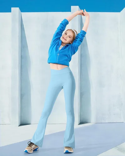 Vista 7 de BOOPH Leggings acampanados para niñas con bolsillos cruzados de cintura alta, pantalones de yoga acampanados pantalones deportivos