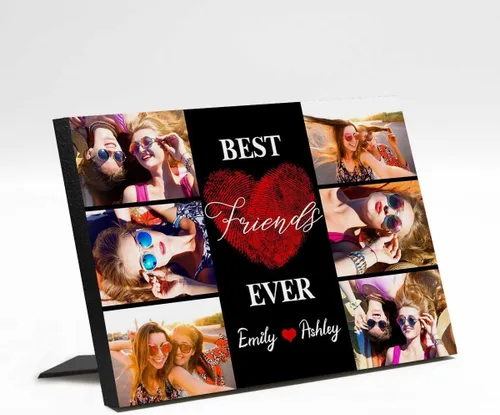 Vista 26 de M YESCUSTOM Marco de fotos personalizado con texto de amigos, marco de fotos de amistad para mejores amigos, panel de fotos Fover con pantalla