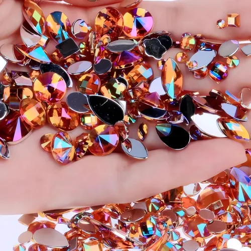 Vista 14 de 1000 gemas de cristal AB de diamantes de imitación coloridos, joyas de piedras preciosas acrílicas con parte trasera plana, manualidades