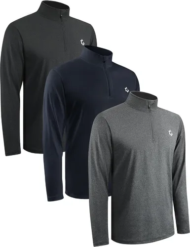 Vista 8 de 3Pack de sudaderas con cremallera de 1/4 para hombre, manga larga, para correr, atléticas, para golf, gimnasio, de secado rápido set d