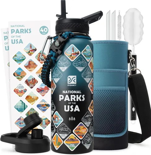 Vista 124 de DYSANKY Botella de agua aislada de 32 onzas, metal al vacío de acero inoxidable grueso, jarra de agua deportiva portátil para gimnasio y senderismo