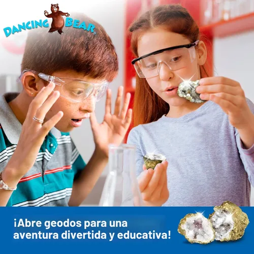 Vista 3 de DANCING BEAR 25 Rompe tus propias geodas, (Mediana 1-1.5") 90% hueca, ¡Abre y descubre asombrosos cristales sorpresa dentro! Información educativa e