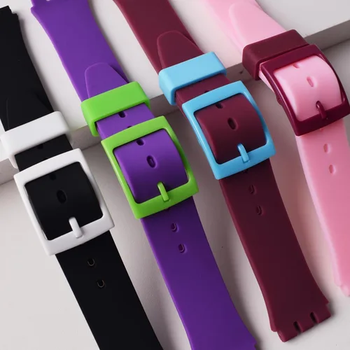 Vista 6 de Correas de reloj de repuesto de hebilla de plástico y bucles de silicona para Swatch