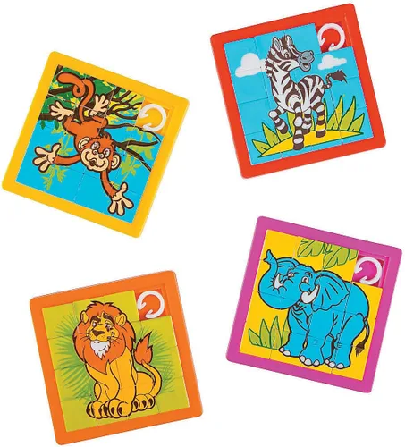 Vista 2 de Fun Express Rompecabezas de plástico de 2 1/2 pulgadas con diseño de animales de zoológico, 12 unidades, ideal para la escuela, cumpleaños, cofres