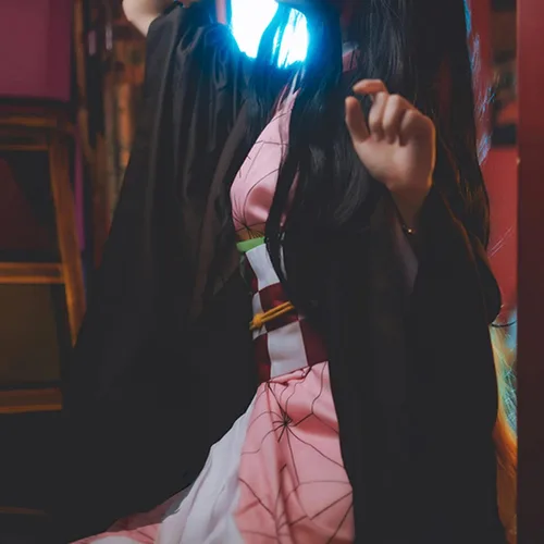 Vista 4 de Mukola Conjunto completo de kimono de anime para niños, traje de batalla para niñas, uniforme de capa de equipo, uniforme