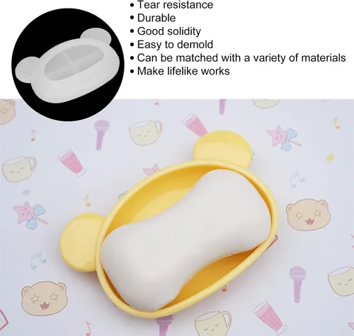 Vista 7 de Molde de resina de oso 3D de silicona para manualidades, caja de joyería de forma irregular para aretes, clips, contenedor de almacenamiento