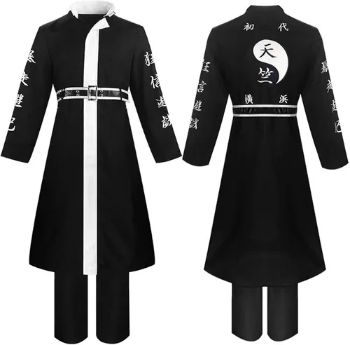 Vista 4 de AwwwCos Cosplay Costume for Men Black Jacket Suit Pants Belts Uniform Halloween Party Outfit