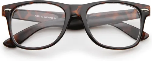 Vista 5 de zeroUV - Gafas retro con montura de cuerno de lente transparente cuadrada de brazo ancho, 2.126 in Negro / Claro
