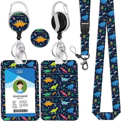 Vista 26 de Cordones azul bebé para llaves Portador de Insignias, Carrete de Insignias Retráctil con Clip de Mosquetón y Cordón Desmontable, Linda Tarjeta