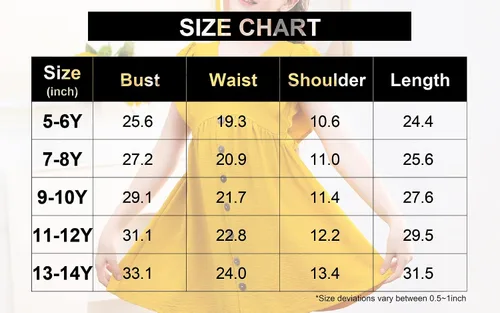 Vista 5 de UELoop Girls Summer Ruffle Sleeve Dress 2023 V-Neck Flowy Dress Kids Casual Babydoll Party A-line Swing Dresses 5-14Y