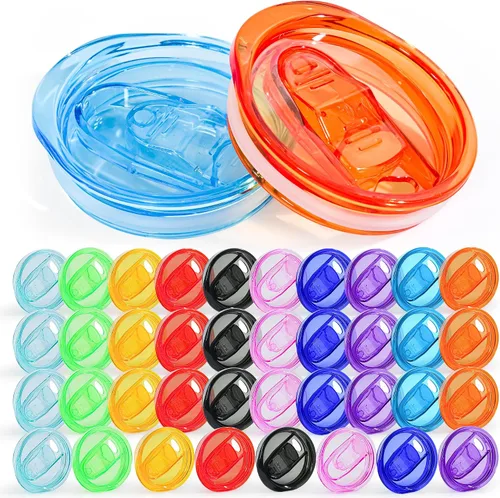 Vista 10 de 40 Piezas Tapas Acrílicas para Vasos de Vidrio de 16 Onzas Tapas de Repuesto de Vasos de Plástico a Prueba de Derrames Tapa de Vaso de Vidrio