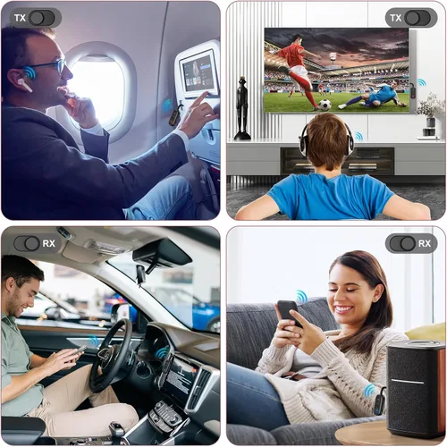 Vista 9 de LOFICOPER Receptor transmisor Bluetooth 5.3, adaptador auxiliar de 0.138 in, rango de 33 pies Hands-Free Driving, 14H Battery Life in RX, Low