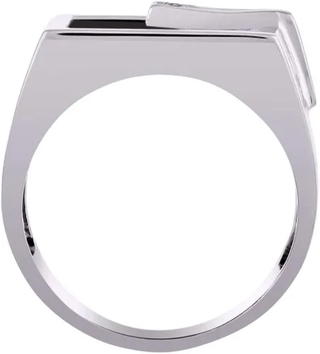 Vista 4 de Rylos Anillos de plata de ley para hombre, anillo de diseñador con diamante centrado en ónyx, cuarzo o ojo de tigre, anillos de plata para hombres