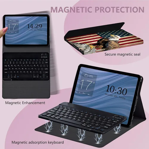 Vista 3 de Funda para Samsung Galaxy Tab A8 10.5 con teclado, fuerte sellado magnético desmontable Bluetooth teclado inalámbrico cubierta de cuero para Samsung