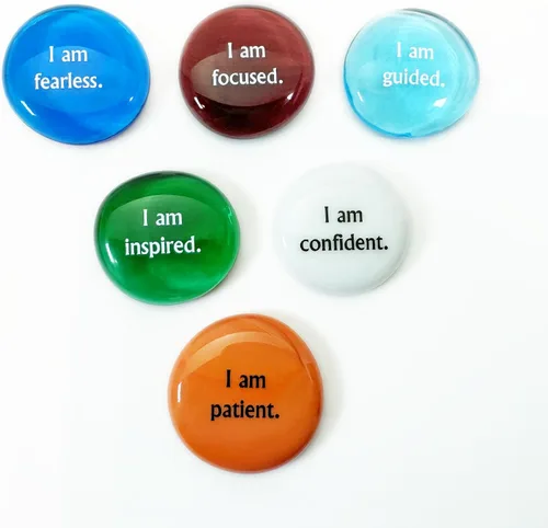 Vista 4 de Lifeforce Glass Afirmación de piedras de vidrio, positivas, declaraciones alentadoras sobre piedras de vidrio para ayudarlo a alcanzar sus metas Las