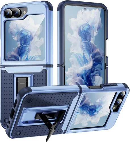 Vista 34 de Jeylly Funda para Samsung Z Flip 3, Z Flip 4, de grado militar, a prueba de golpes, con soporte estable, protección de bisagra, cubierta resistente