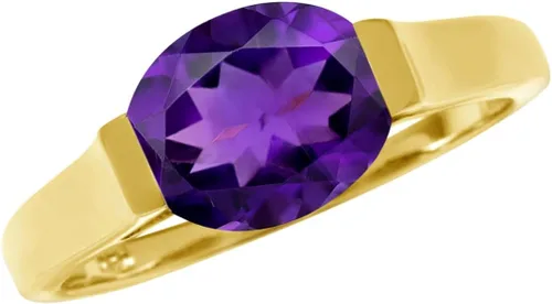 Vista 10 de Silvershake 10X8mm Oval Shape Gemstone White Gold Plated or Yellow Gold Plated 925 Sterling Silver Right Hand Anniversary East-West Solitaire Ring