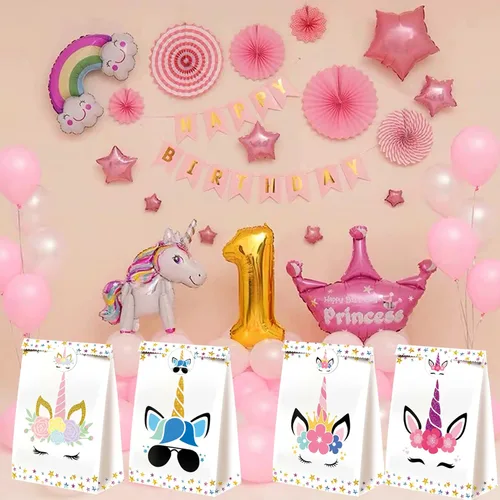 Vista 4 de 24 bolsas de dulces de unicornio – Bolsas de unicornio para decoración de cumpleaños de niñas