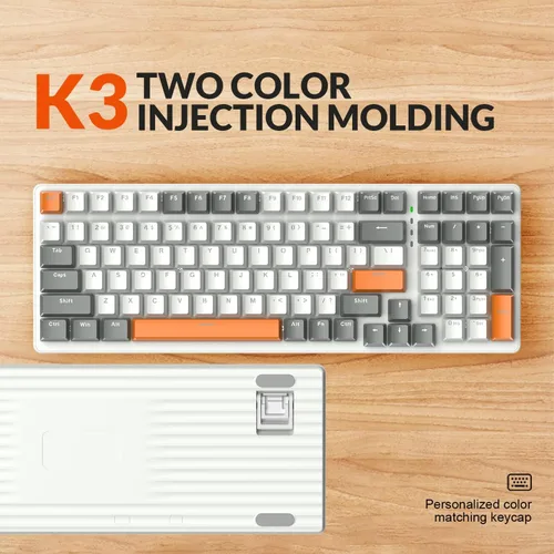 Vista 6 de ZIYOU LANG K3 Teclado mecánico con cable para juegos, interruptor rojo lineal con retroiluminación LED arcoíris, 100 teclas antirfantasma