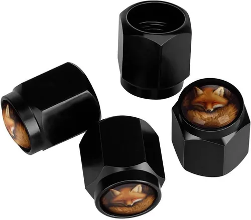 Vista 12 de Wolf - Tapones de válvula de neumático con bandera americana, tapas de válvula de neumático de aluminio negro, cubiertas universales
