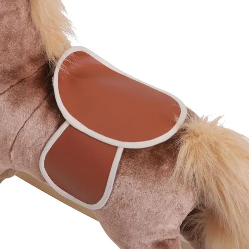 Vista 8 de Qaba Caballo Mecedor para Niños, Mecedora de Peluche para Niños Pequeños, Juguete Montable con Base de Madera y Agarre de Mango, Juguete Tradicional