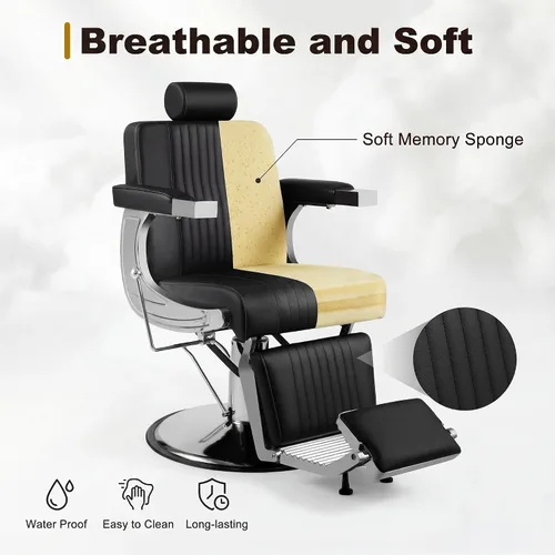 Vista 7 de LOUVIXA Sillas de peluquería para peluquería, sillas reclinables para estilista, silla de peluquería giratoria profesional 360, silla de pelo