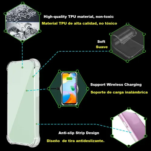 Vista 7 de USTIYA Caso para Honor X7 Clear TPU Cuatro Esquinas Cubierta Protectora Transparente Suave Funda