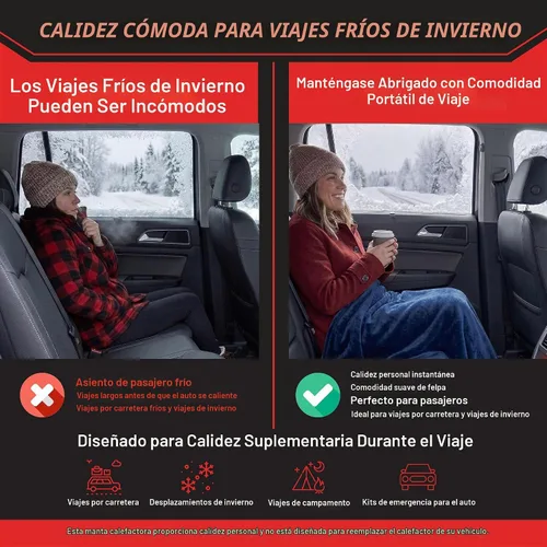 Vista 7 de Cobija eléctrica para auto de 12 voltios, talla única Se ajusta a la mayoría, Marino Azul marino