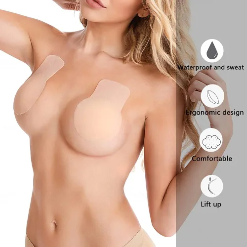 Vista 2 de Sujetador adhesivo de silicona reutilizable sin tirantes sujetador adhesivo para pechos grandes sujetador adhesivo para mujeres para empujar hacia