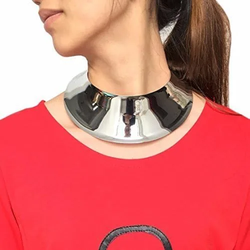 Vista 5 de W WOOGGE Collar para mujer gargantilla de oro de 18 quilates cadena gruesa para niñas disfraz de cosplay y fiesta de Halloween Metal Cuero Metal