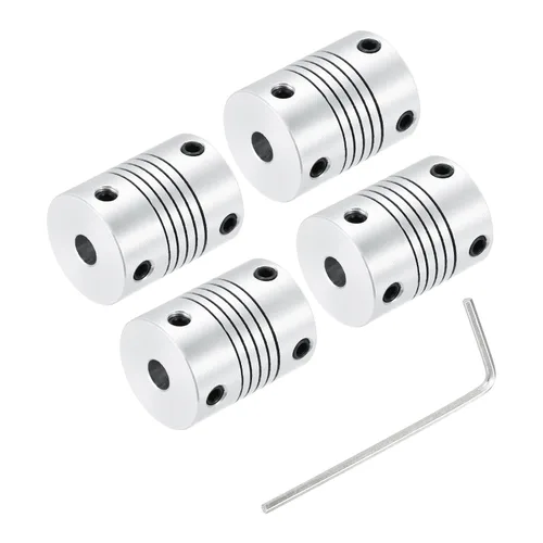 Vista 11 de uxcell 4 piezas de acoplamiento de eje de aleación de aluminio de 0.157 in a 0.157 in, acoplador flexible L25xD19, conector de junta de motor paso a