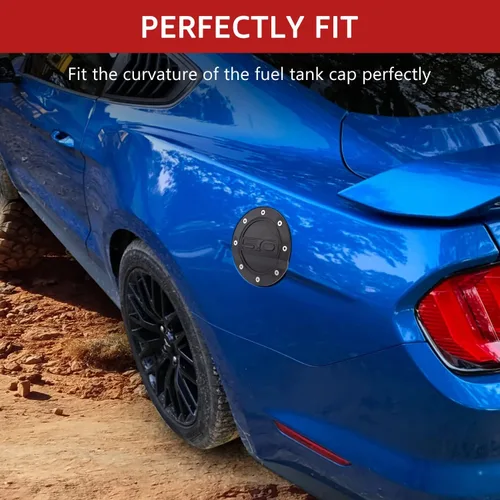 Vista 4 de HAKA TOUGH Cubierta de puerta de llenado de combustible de gas para Ford Mustang GT 2015, 2016, 2017, 2018, 2019, 2020, cubierta de tapa de tanque
