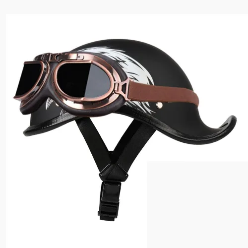 Vista 12 de Medio casco de motocicleta vintage, aprobado por el DOT, para adultos, casco convertible vintage para scooters, ciclomotores, cascos de motocicleta