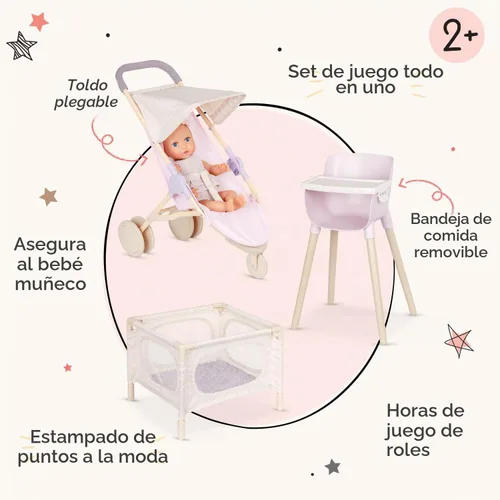 Vista 4 de LullaBaby Baby Doll Nursery Playset with 14-Inch Doll, Stroller