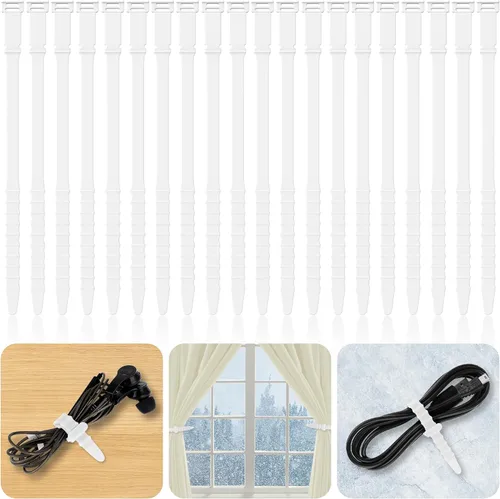 Vista 12 de Bridas de silicona reutilizables de 7 pulgadas, 20 correas de goma para gestión de cables, organizador de cables elásticos para el hogar, oficina