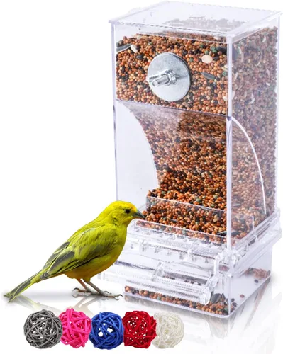 Vista 12 de Hamiledyi - Set de comederos sin ensuciar para pájaros con dispensador de agua, contenedor de semillas para periquitos, comedero automático