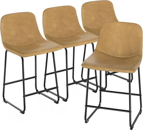 Vista 36 de TAVR Furniture Leathaire - Juego de 2 taburetes de tela con altura de mostrador, sillas de isla sin brazos, con capacidad para hasta 500 libras