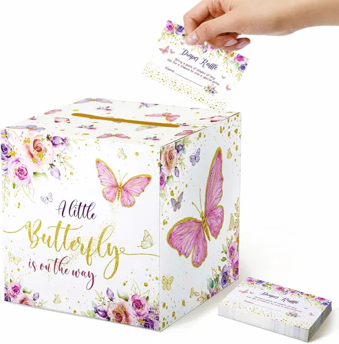 Vista 10 de Fumete 51 piezas Caja de tarjetas de rifa de pañales con osos con tarjetas de rifa de pañales insertadas, No podemos esperar, para baby shower