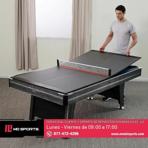 Vista 8 de [Usado] MD Sports Table Tennis Tables Multiple Styles Ping Pong Tables, Foldable for Easy Storage with Nets Included, Perfect for Family Game Rooms